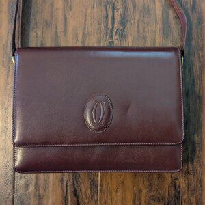 Vintage Cartier Must De Shoulder Bag Bordeaux Leather burgundy